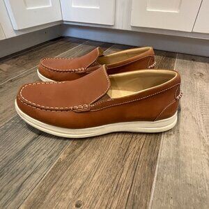 SAMUEL HUBBARD MEN'S BROWN LEATHER SLIP-ON LOAFERS M1520 3322 SIZE 12